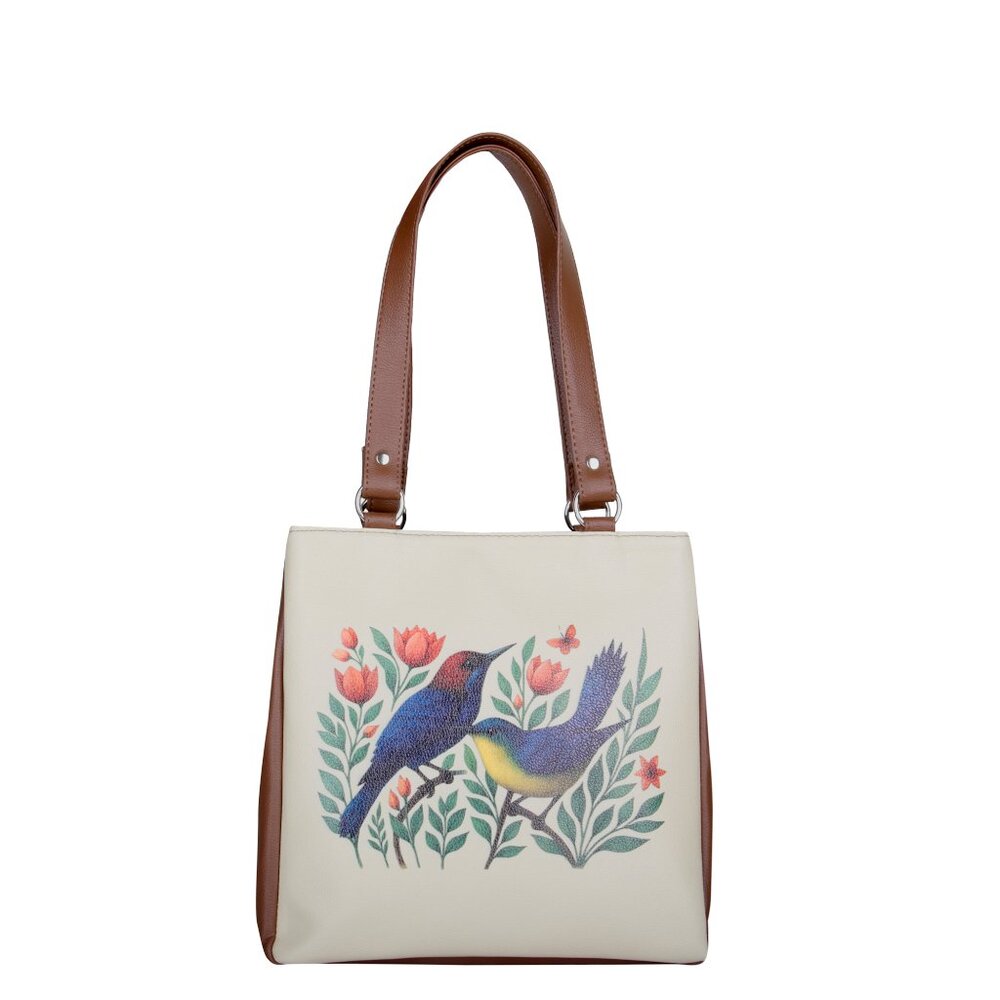 Printed Vegan Leather Shoulder Tote Bag for Women – Top Handle Handbag Purse